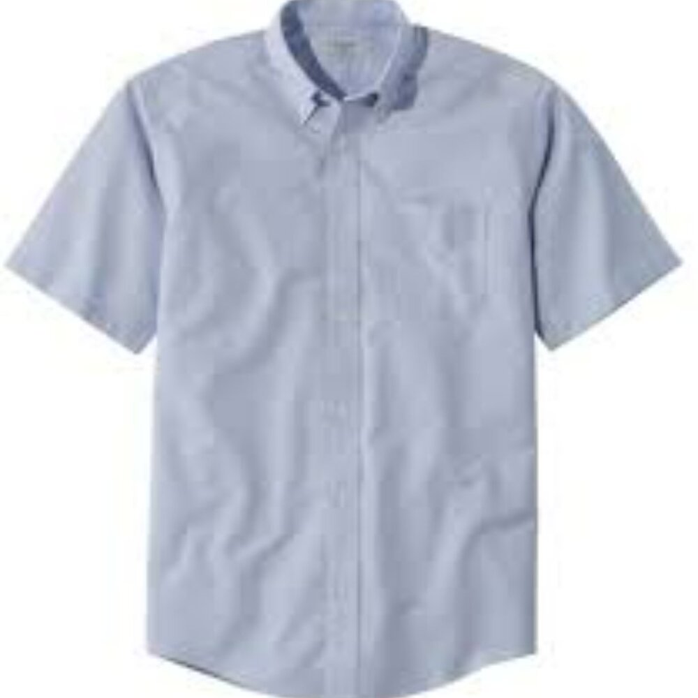 LL BEAN Short Sleeve Button Down Oxford Cloth Dress Shirt